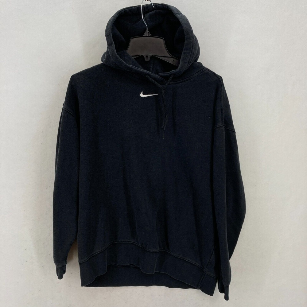 Vintage Nike Center Swoosh Hoodie Sweatshirt Mens M Black Fleece Hip Hop Skater